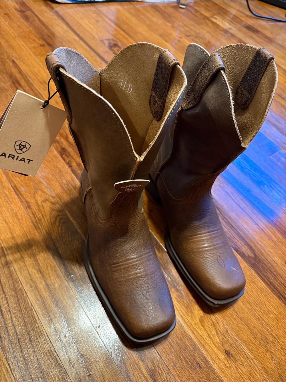 Ariat Brown Pull-On Leather Cowboy Boots